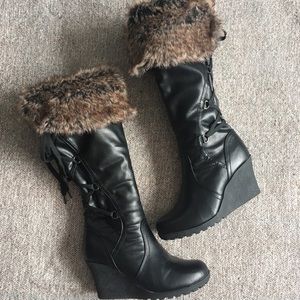 Faux Fur Wedge Winter Boots